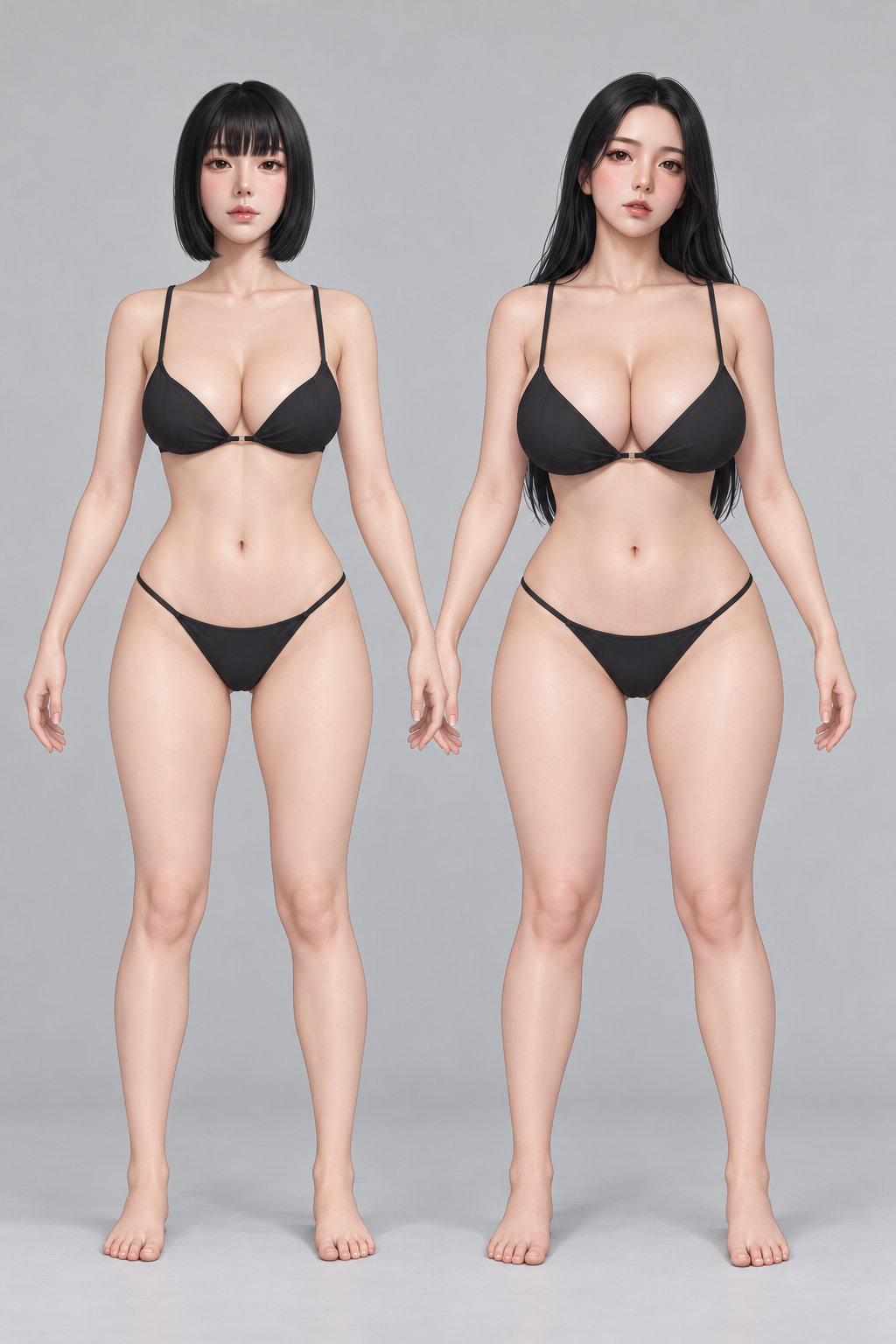 두 성인 캐릭터의 A자 기준 원화 초안